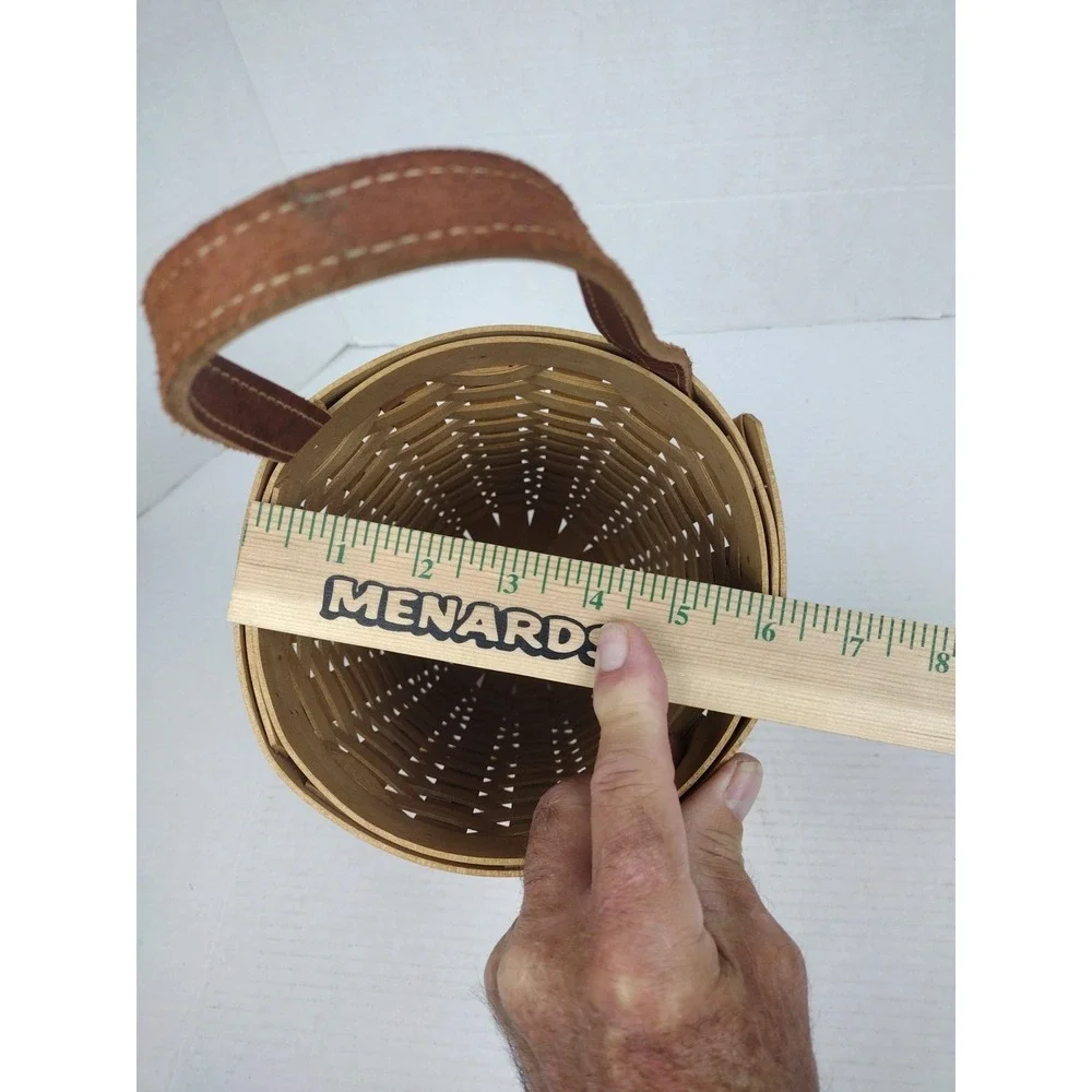 Longaberger 2003 LARGE Gatehouse Hanging Basket With Leather Strap, 10